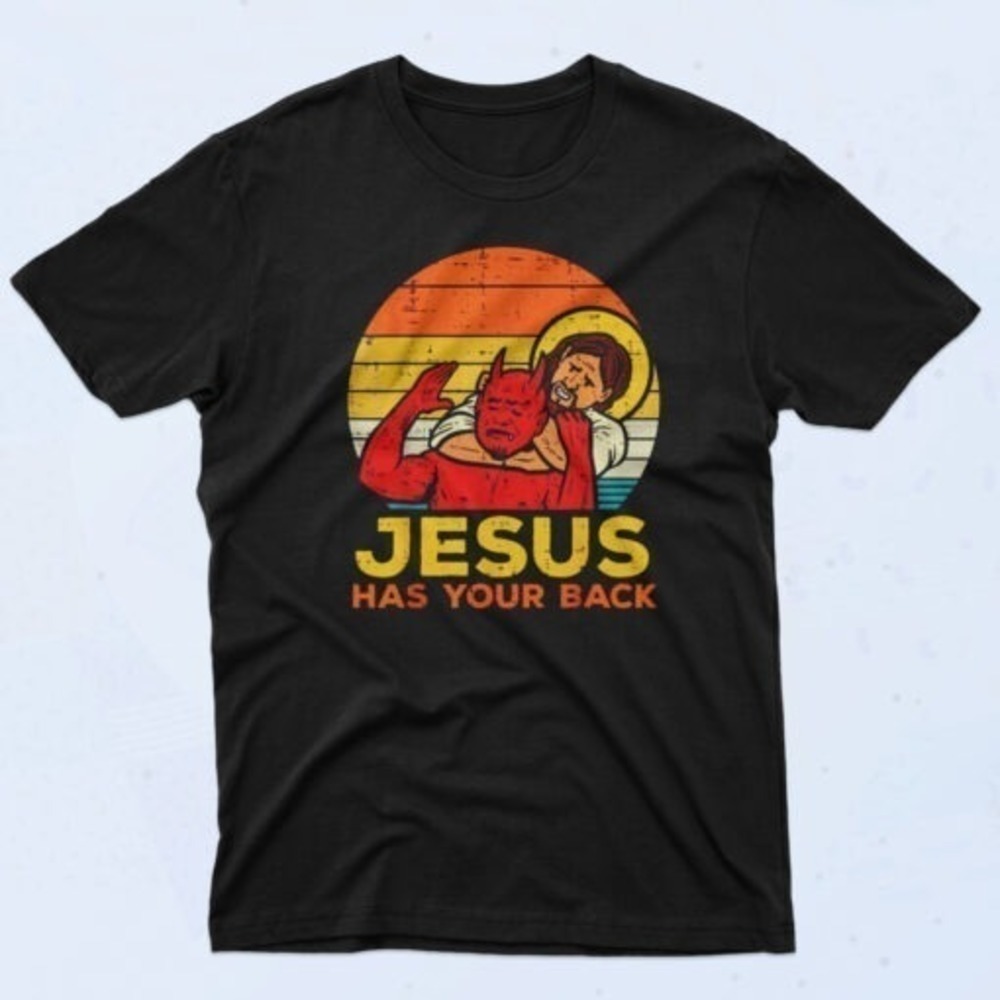 Jesus Has Your Back Jiu Jitsu Faith Humor Graphic T-Shirt